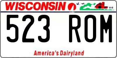 WI license plate 523ROM