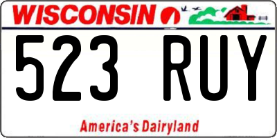 WI license plate 523RUY