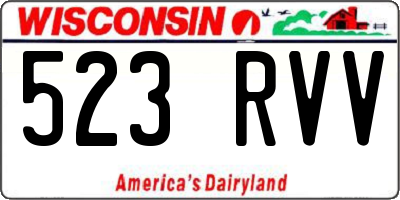 WI license plate 523RVV