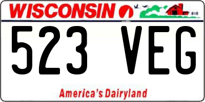WI license plate 523VEG