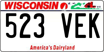 WI license plate 523VEK