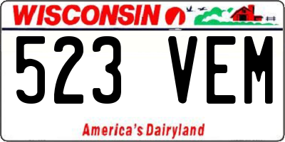 WI license plate 523VEM
