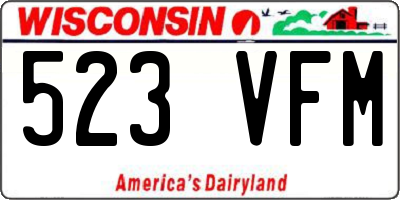 WI license plate 523VFM