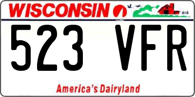 WI license plate 523VFR