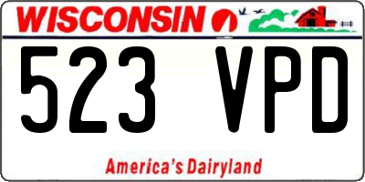 WI license plate 523VPD