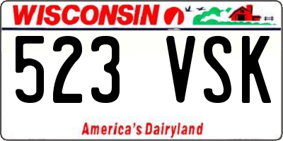 WI license plate 523VSK