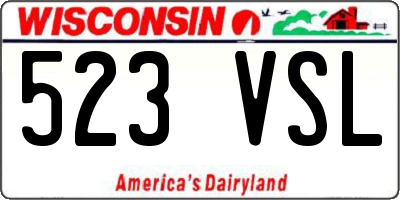 WI license plate 523VSL