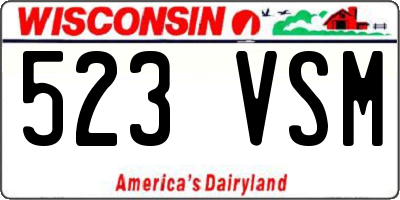 WI license plate 523VSM