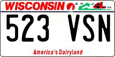 WI license plate 523VSN