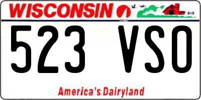WI license plate 523VSO