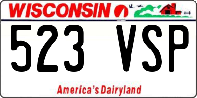 WI license plate 523VSP