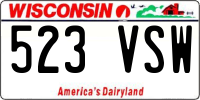 WI license plate 523VSW