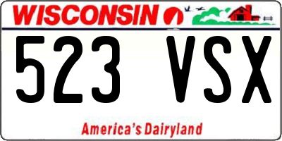 WI license plate 523VSX