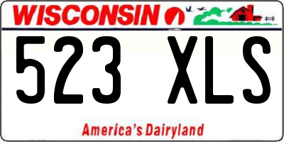 WI license plate 523XLS