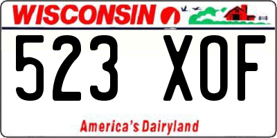 WI license plate 523XOF