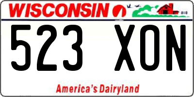 WI license plate 523XON