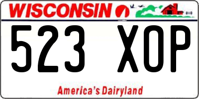 WI license plate 523XOP
