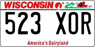 WI license plate 523XOR
