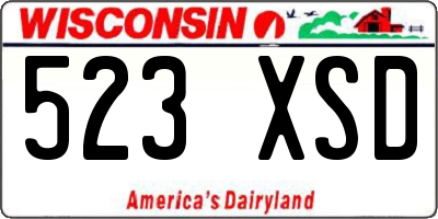 WI license plate 523XSD