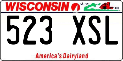 WI license plate 523XSL