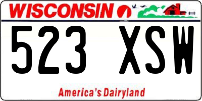 WI license plate 523XSW