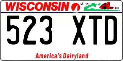 WI license plate 523XTD