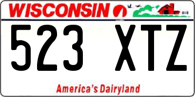 WI license plate 523XTZ