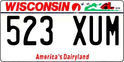WI license plate 523XUM