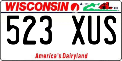 WI license plate 523XUS
