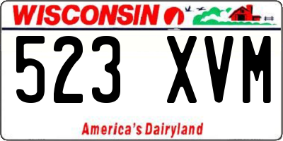 WI license plate 523XVM