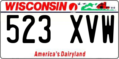 WI license plate 523XVW