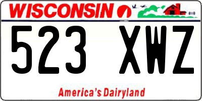 WI license plate 523XWZ