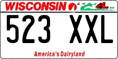 WI license plate 523XXL