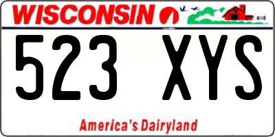WI license plate 523XYS