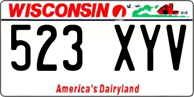 WI license plate 523XYV