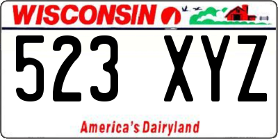 WI license plate 523XYZ