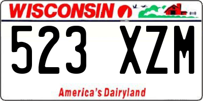 WI license plate 523XZM