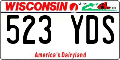 WI license plate 523YDS