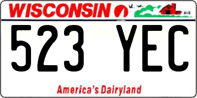 WI license plate 523YEC