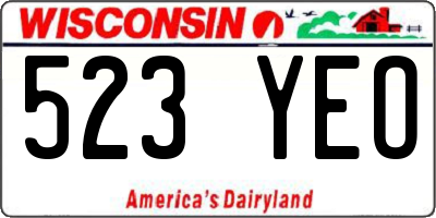 WI license plate 523YEO