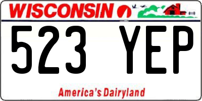 WI license plate 523YEP