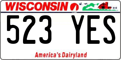 WI license plate 523YES
