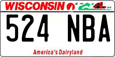 WI license plate 524NBA