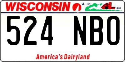 WI license plate 524NBO