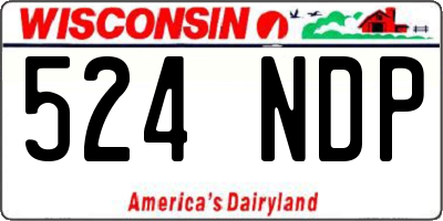 WI license plate 524NDP