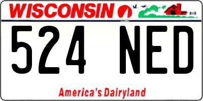 WI license plate 524NED