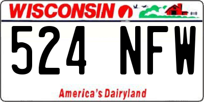 WI license plate 524NFW
