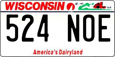 WI license plate 524NOE