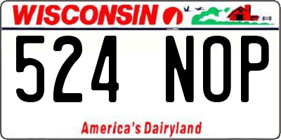 WI license plate 524NOP