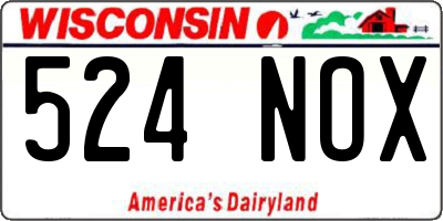 WI license plate 524NOX